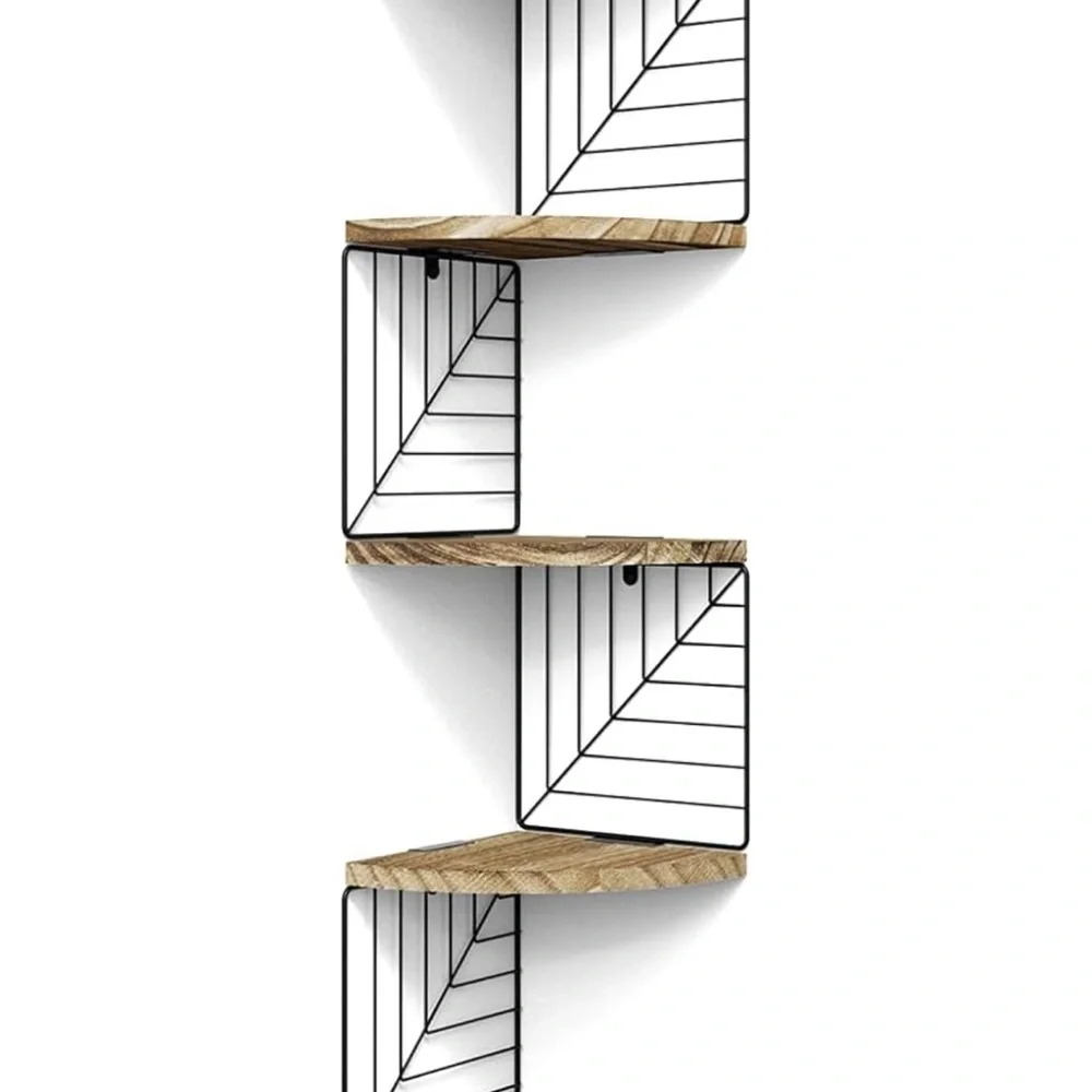 Corner Shelf Wall Mount of 5 Tier Rustic Wood Floating Shelves Wall Shelves